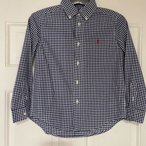 Ralph Lauren Navy and White Checkered Shirt - Boys -6y